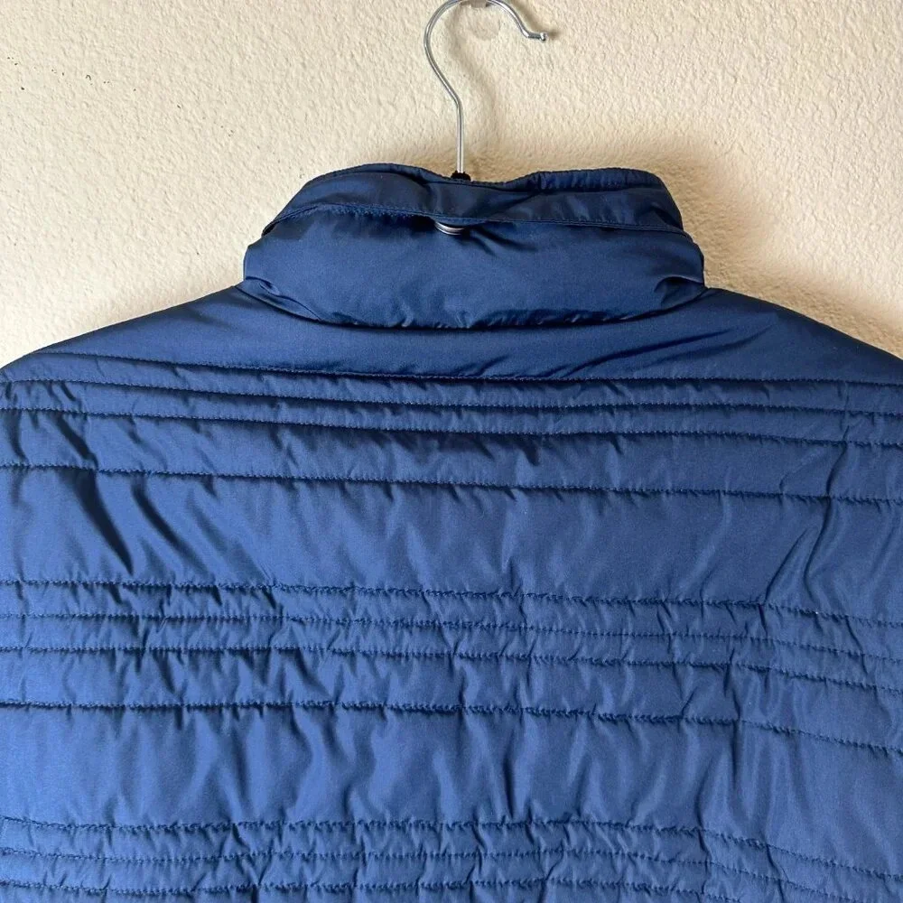 Original PENGUIN Navy Quilted Pufffer Bomber Jacket Coat Hooded size Large